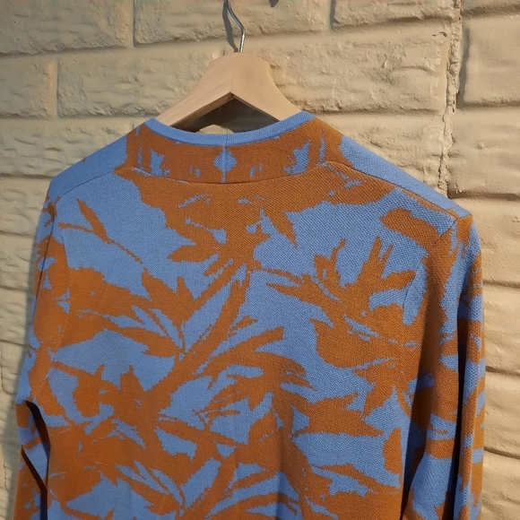 Soft Surroundings Cardigan Sweater Size Large Blue Rust Orange Royal Bay Open - Picture 9 of 11